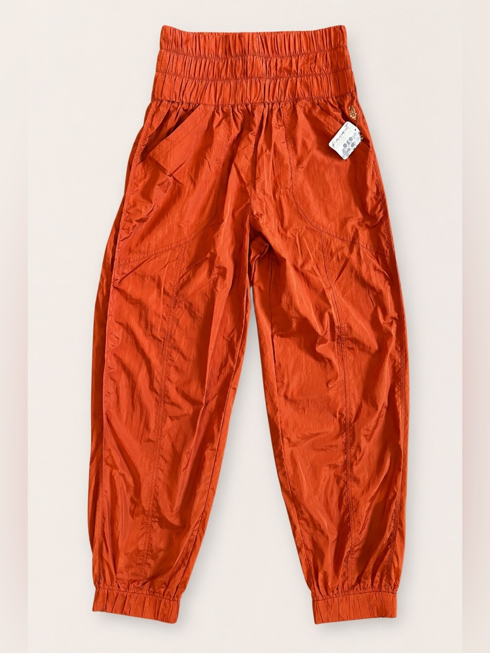 FP Movement Free People The Way Home Joggers Orange Nylon Track Pants Size S NWT - Picture 2 of 10